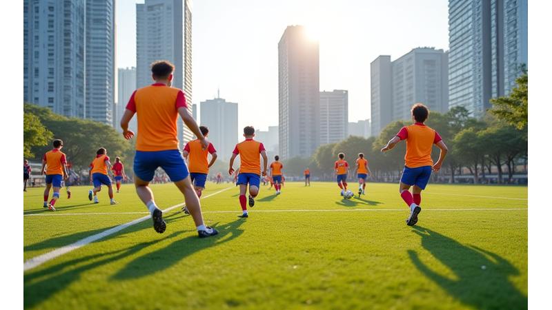 강남구 시민 축구대회에 참가한 팀들이 경기하는 모습